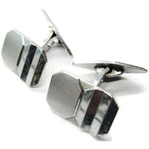 Silver-Tone Cufflinks Tux Shirt Dress Suit Vintage